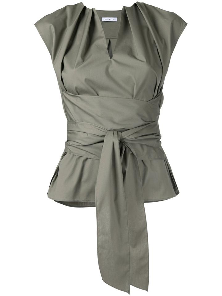Gathered Top - Women - Cotton - 36, Green, Cotton, Estnation