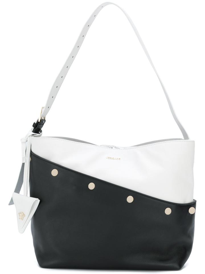 Versace Two-tone Logo Shoulder Bag - Black