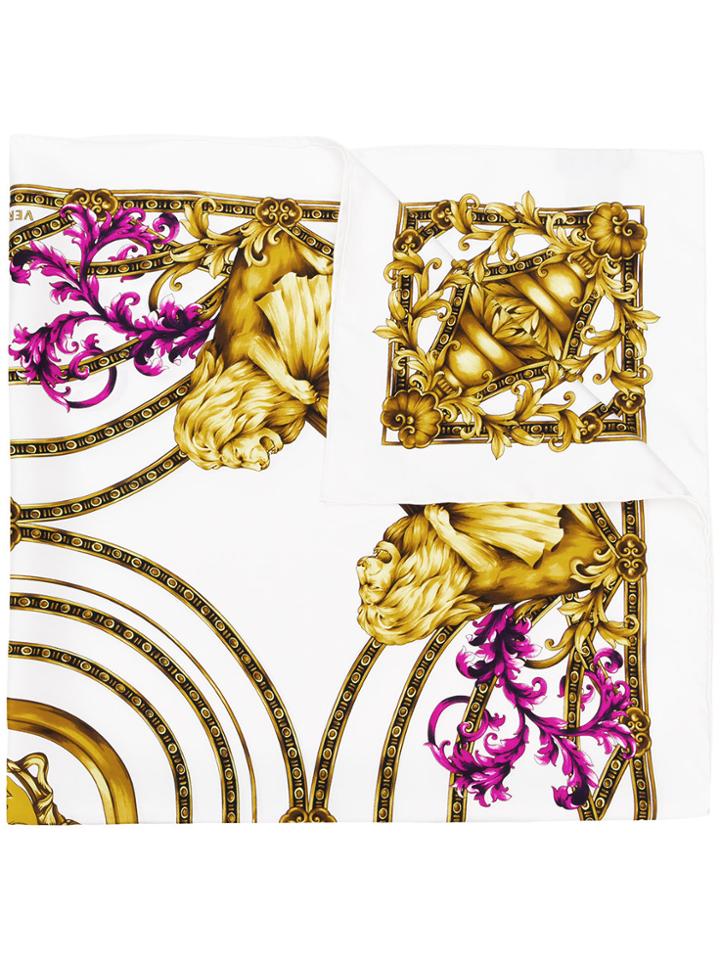 Versace Medusa Print Scarf - White