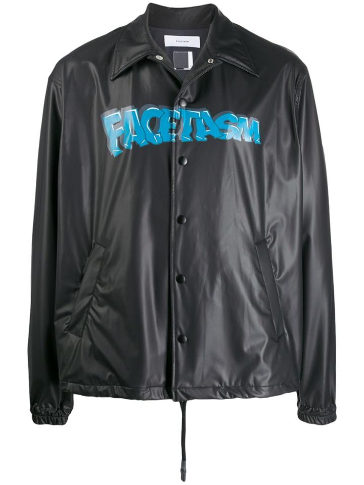 Facetasm Logo Print Bomber Jacket - Black