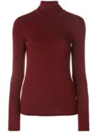Majestic Filatures Fitted Roll Neck Top - Red