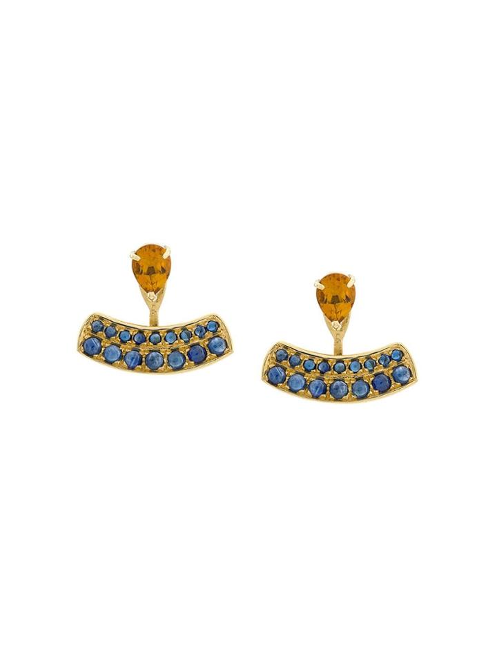 Dubini 18kt Yellow Gold, Aquamarine And Rubellite Theodora Earrings