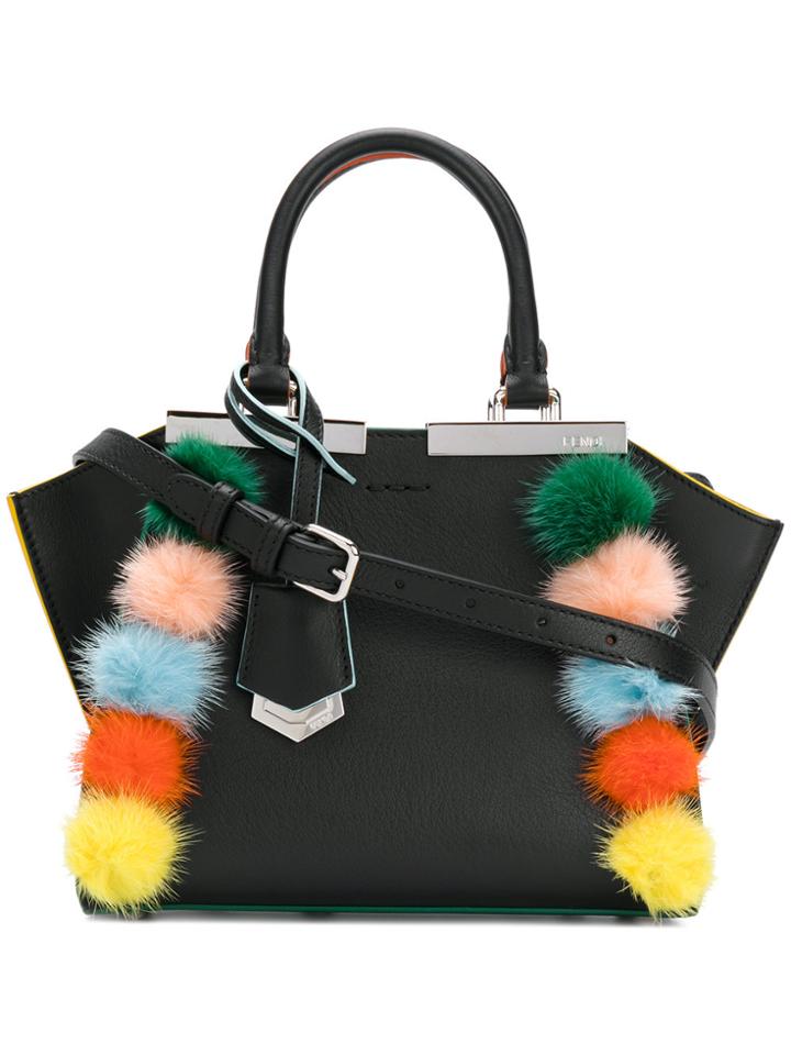 Fendi Pom Pom Mini 3jours Crossbody Bag - Black