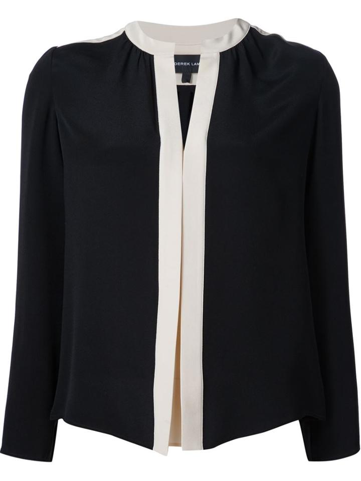 Derek Lam Pleated Placket Blouse, Women's, Size: 38, Black, Silk
