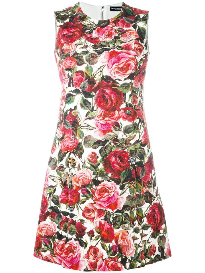 Dolce & Gabbana Rose Brocade Dress, Women's, Size: 44, Red