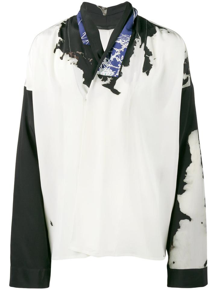 Haider Ackermann - Bleach Print Kimono Shirt - Men - Silk - S, White, Silk