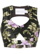 Alice Mccall Wild Flowers Cropped Top - Black