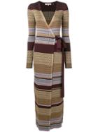 Dvf Diane Von Furstenberg Horizontal Striped Wrap Dress - Brown