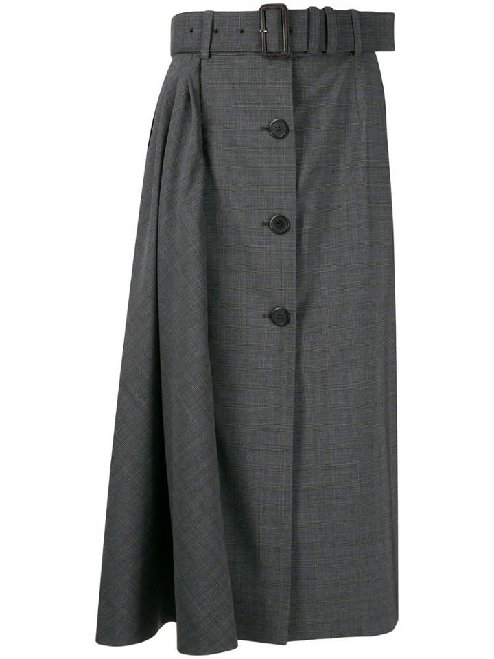 Prada High-waist Checked Skirt - Grey
