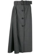 Prada High-waist Checked Skirt - Grey