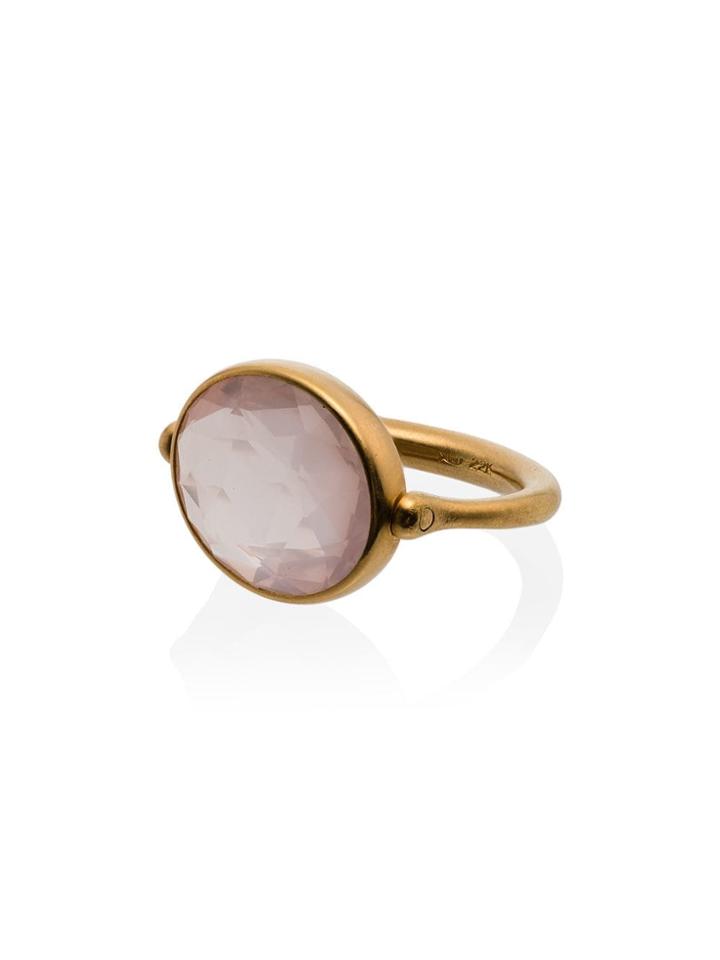 Marie Helene De Taillac Rose Quartz Swivel Ring With Yellow Gold
