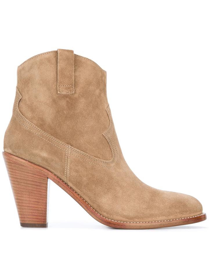 Saint Laurent Curtis 80 Western Ankle Boots - Nude & Neutrals