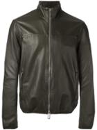 Emporio Armani Zip Up Jacket, Men's, Size: Medium, Green, Lamb Skin/polyester