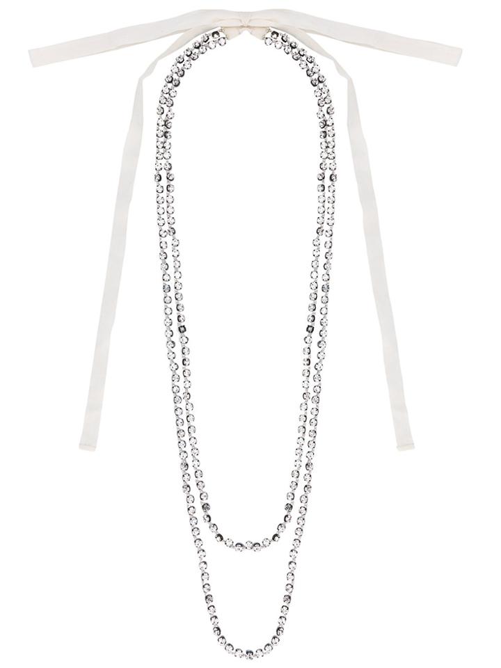 Ann Demeulemeester Long Beaded Necklace - White
