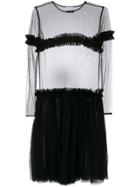 Nicopanda Sheer Panel Tiered Dress - Black