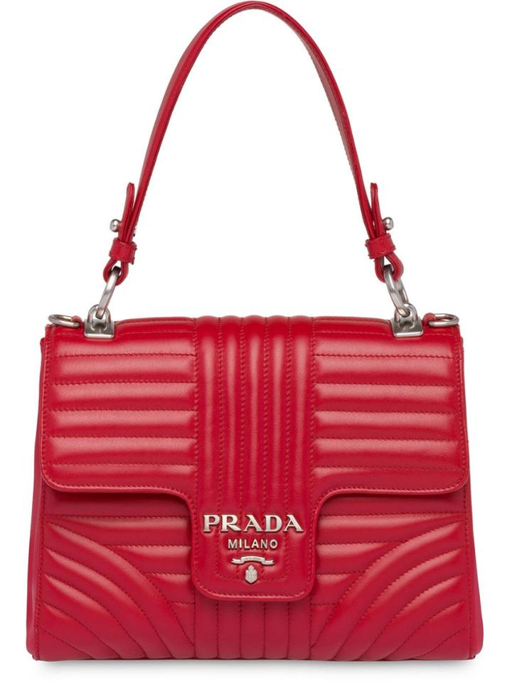 Prada Prada Diagramme Leather Bag - Red