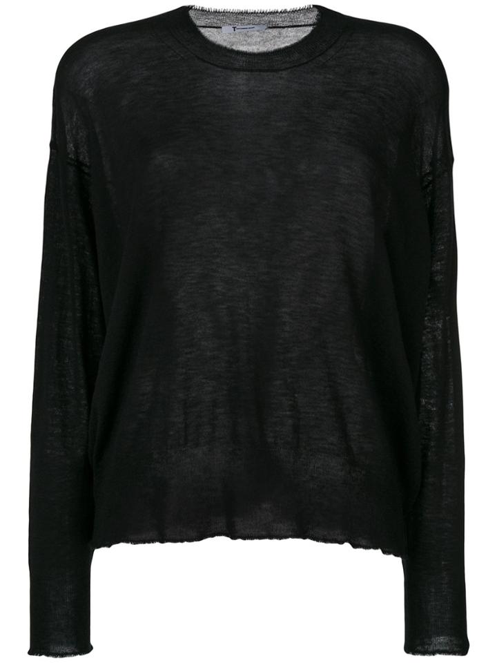 T By Alexander Wang Knitted Sheer Top - Black