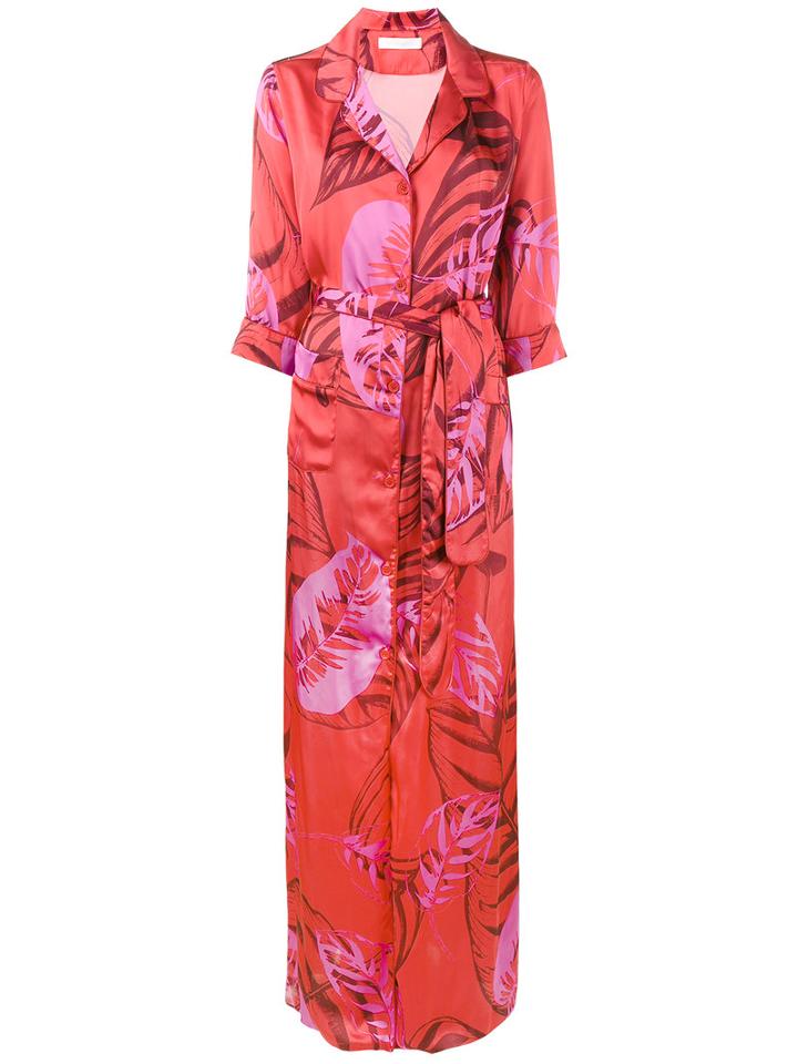 Borgo De Nor - Maria Palm Print Maxi Dress - Women - Polyester - 8, Red, Polyester