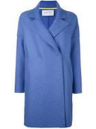 Harris Wharf London Concealed Fastening Mid Coat, Women's, Size: Large, Blue, Virgin Wool