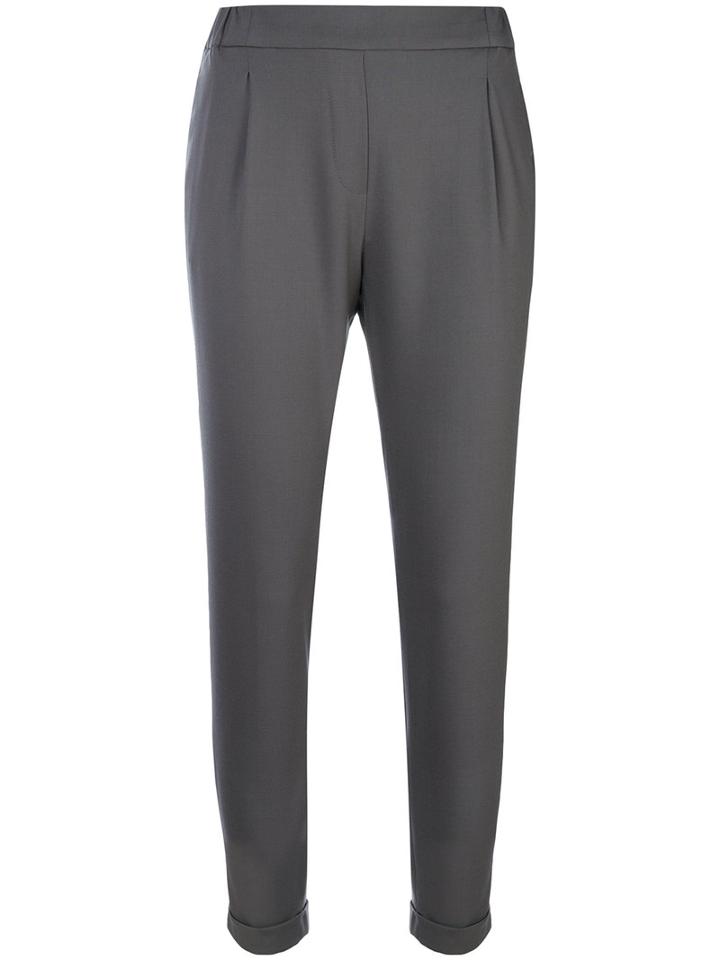 Fabiana Filippi - Cropped Trousers - Women - Spandex/elastane/merino - 44, Grey, Spandex/elastane/merino