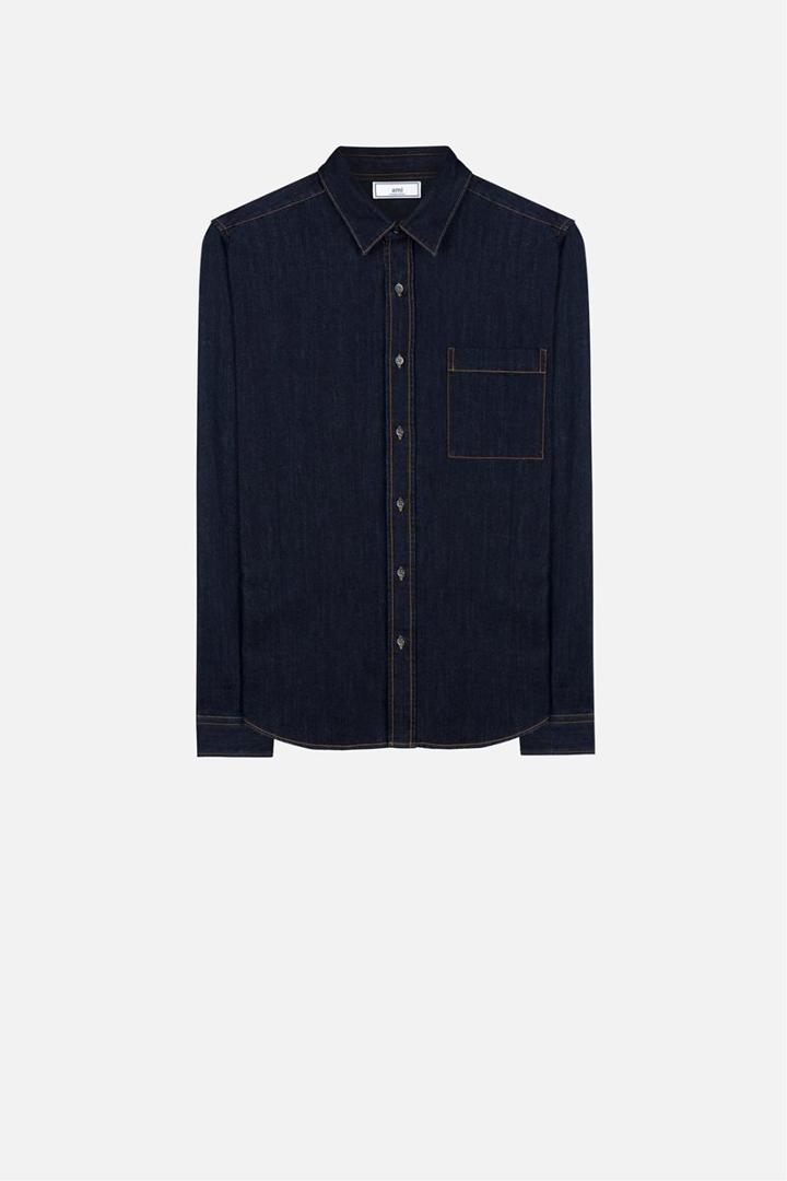 Ami Alexandre Mattiussi Denim Shirt, Men's, Size: Xl, Blue, Cotton