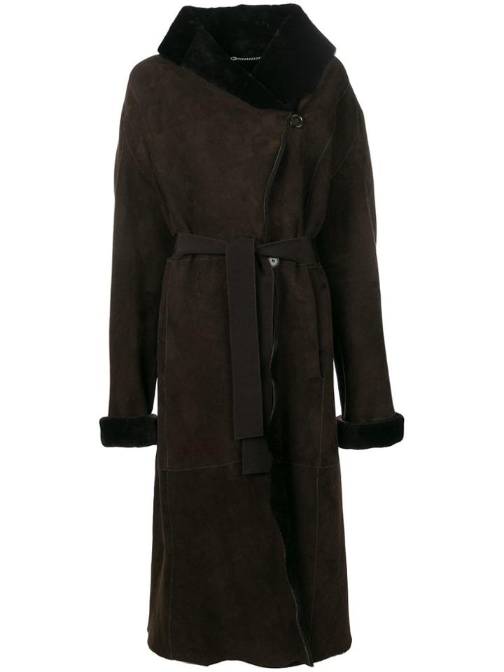 Liska Wide Collar Coat - Brown