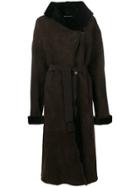Liska Wide Collar Coat - Brown