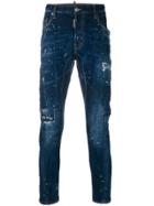 Dsquared2 Slim Fit Paint Splatter Jeans - Blue