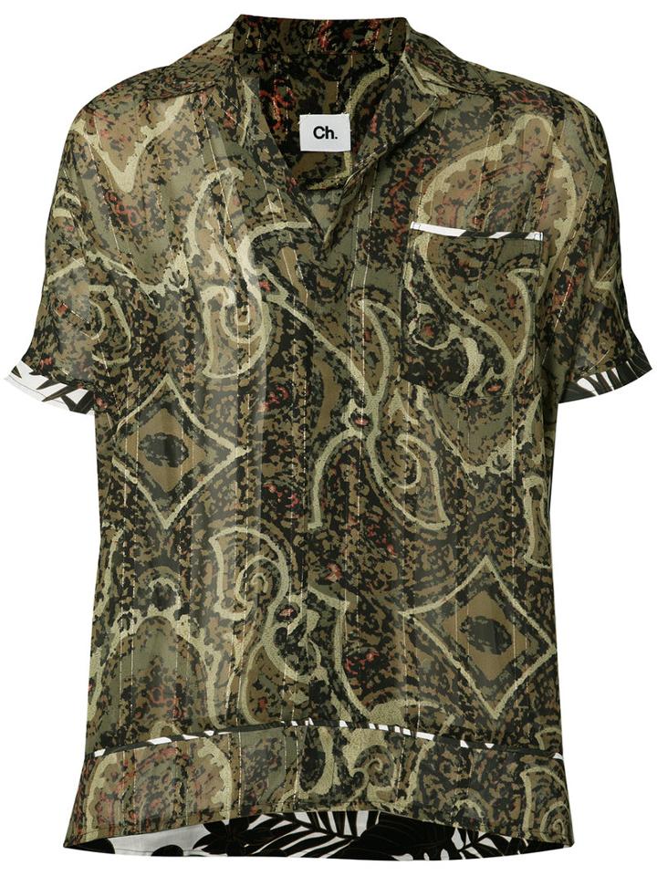 Chapter - Printed Shirt - Men - Polyester - L, Green, Polyester