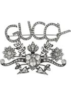 Gucci Guccy Crystal Brooch - Metallic