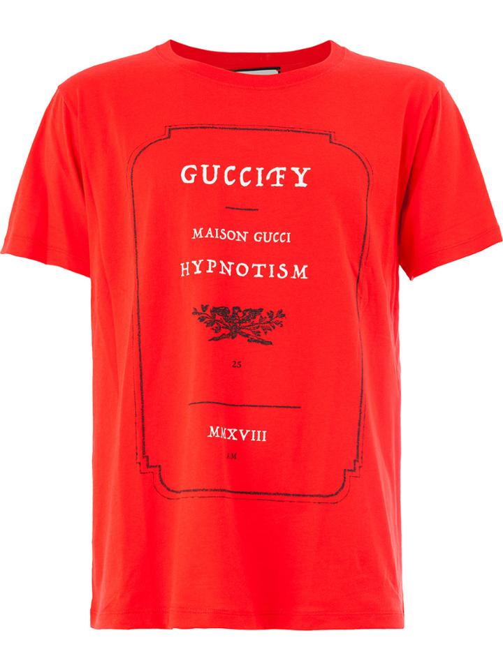 Gucci Fashion Show Invite Print Cotton T Shirt - Red
