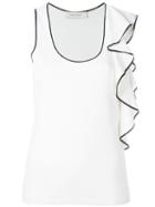 Cédric Charlier Ruffled Detail Tank Top, Women's, Size: 42, White, Rayon/polyester