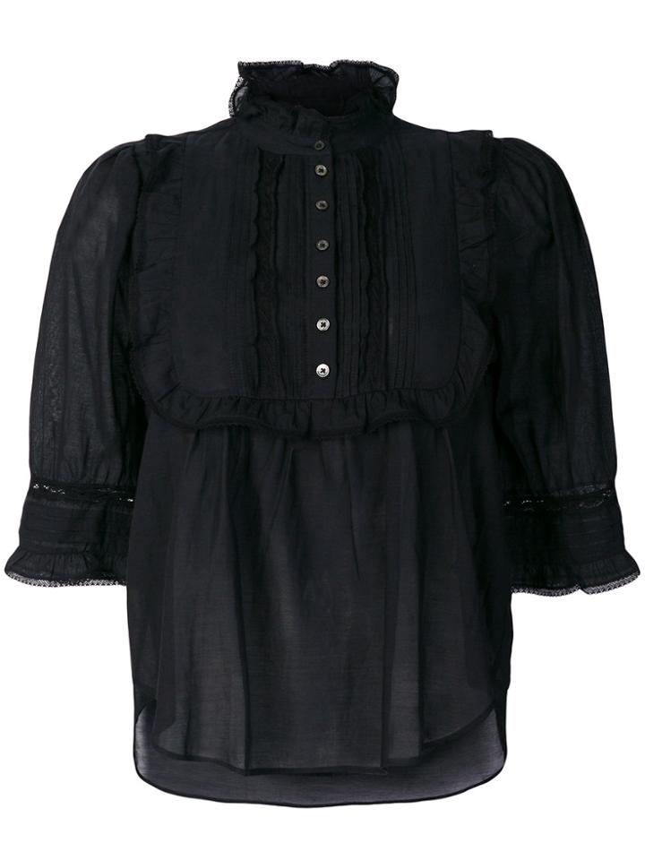 Zadig & Voltaire Ruffle Bib Blouse - Black