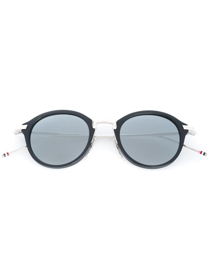 Thom Browne Eyewear Navy, Silver & Dark Grey Sunglasses - Metallic