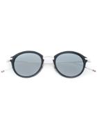 Thom Browne Eyewear Navy, Silver & Dark Grey Sunglasses - Metallic