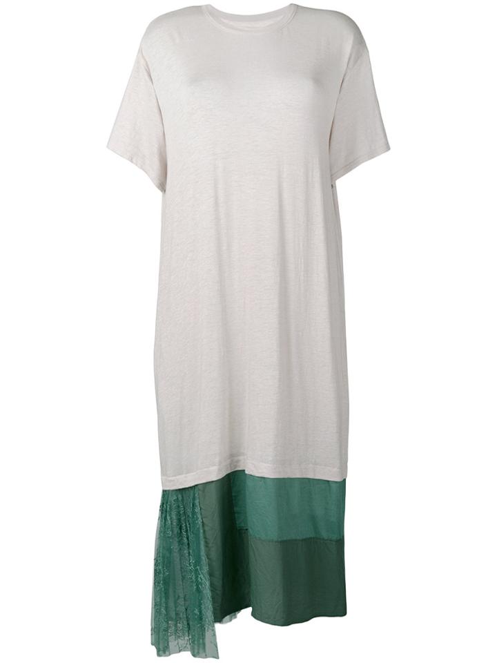 Y's Panelled Hem T-shirt Dress - Nude & Neutrals