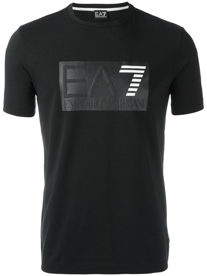 Ea7 Emporio Armani Logo Print T-shirt, Men's, Size: Xxl, Black, Cotton/spandex/elastane