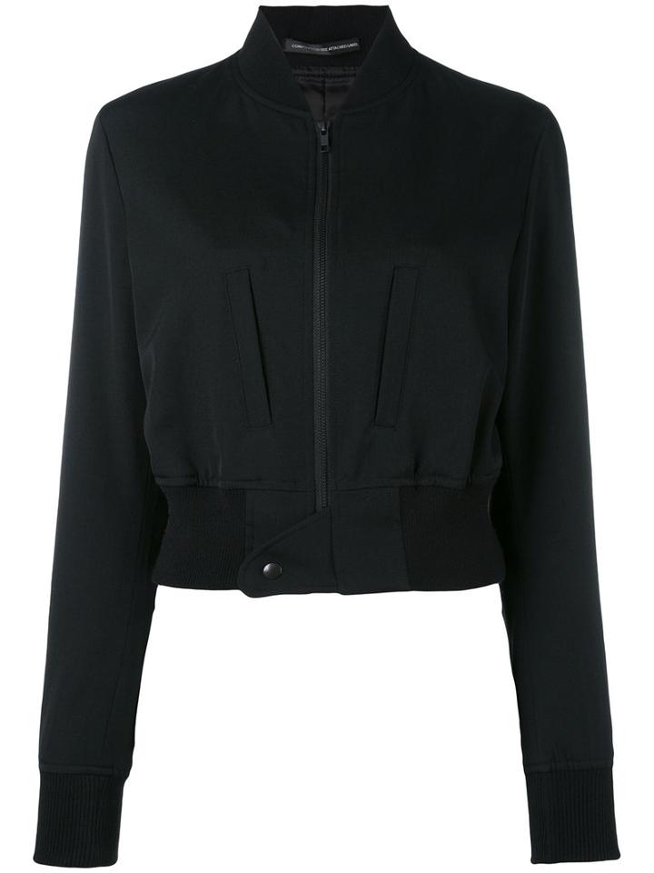 Y's Cropped Bomber Jacket, Women's, Size: 3, Black, Cupro/wool