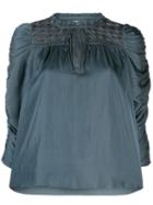 Ulla Johnson Ruched Puff Sleeve Blouse - Blue