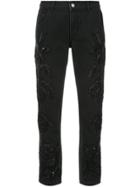 Amen Sequin Embellished Boyfriend Jeans - Black