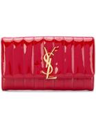 Saint Laurent Logo Quilted Wallet - Red