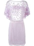 Amen - Floral Applique Mini Dress - Women - Polyamide/viscose - 40, Pink/purple, Polyamide/viscose