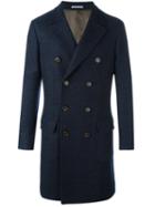Brunello Cucinelli Double Breasted Coat, Men's, Size: 54, Blue, Cupro/cashmere/wool