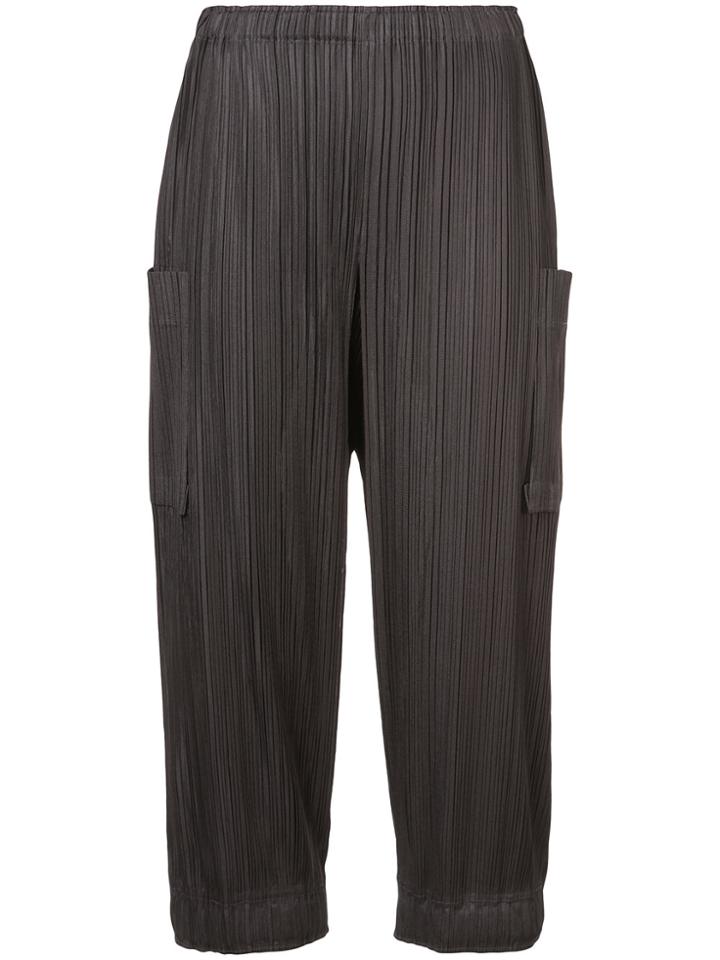 Pleats Please By Issey Miyake High Waisted Cargo Pants - Brown