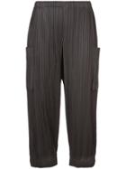 Pleats Please By Issey Miyake High Waisted Cargo Pants - Brown