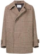 Kolor Plaid Fitted Coat - Brown