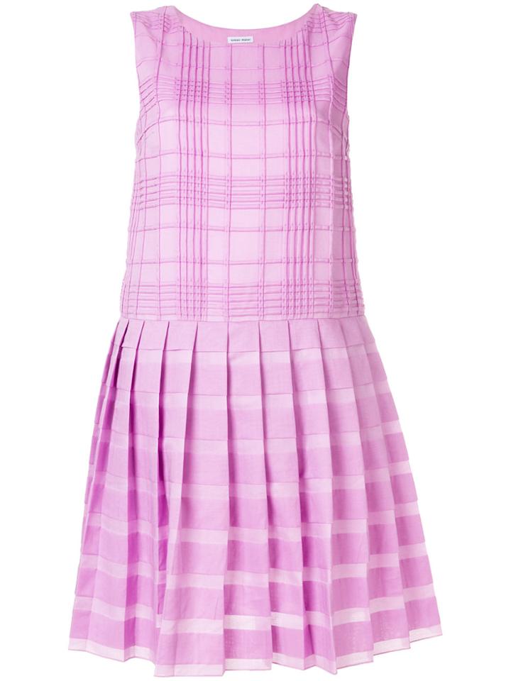 Tomas Maier Grid Design Pleated Dress - Pink & Purple