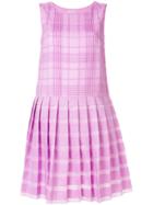 Tomas Maier Grid Design Pleated Dress - Pink & Purple