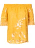 Kobi Halperin - Off-shoulders Blouse - Women - Cotton - L, Yellow/orange, Cotton