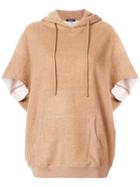 R13 Fur Trim Hooded Top - Nude & Neutrals